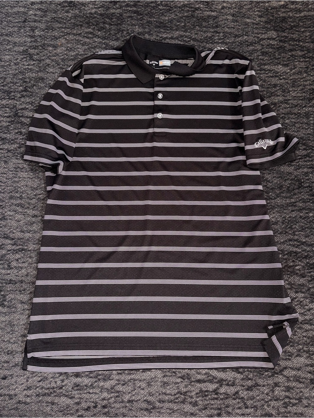 Callaway Black Polo with Gray Horizontal Stripes
